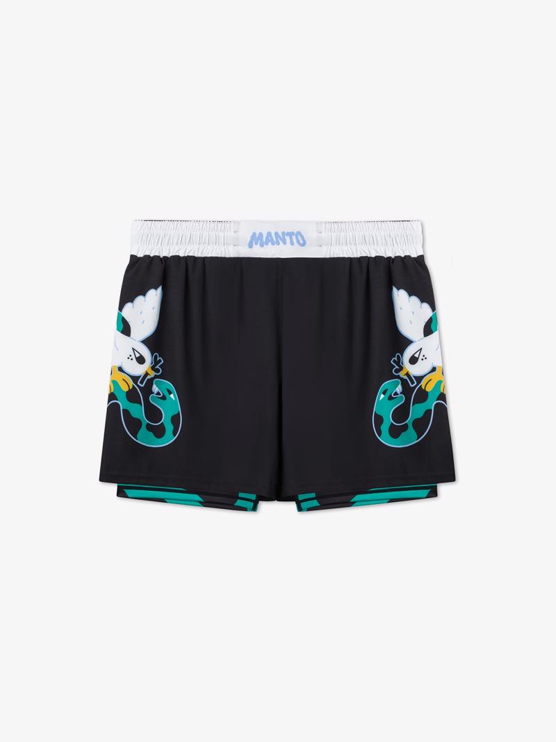 MANTO hybrid fightshorts dove - black